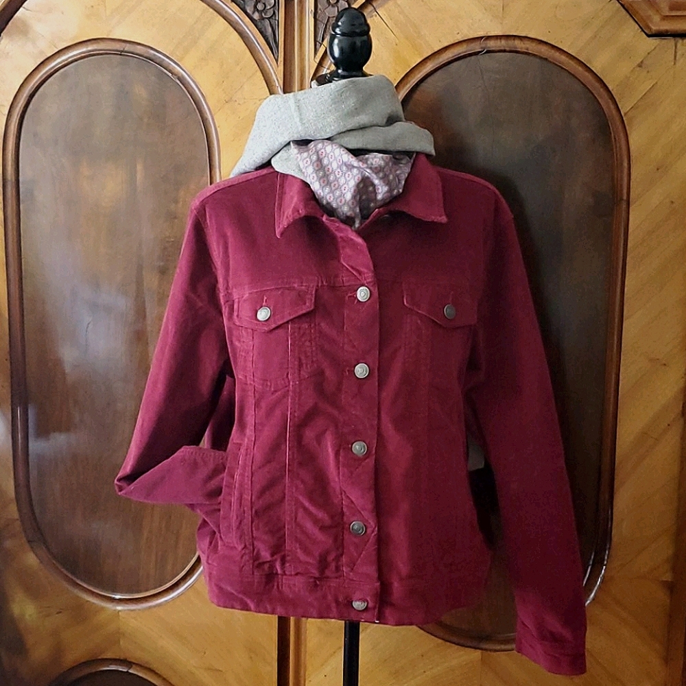 NWT Laura Scott Burgundy Corduroy Jacket